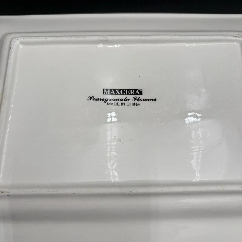 Maxcera Pomegranate Flowers Two Handle Serving Tray Vintage VGUC